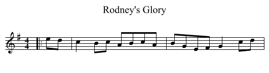 Rodney's Glory - staff notation