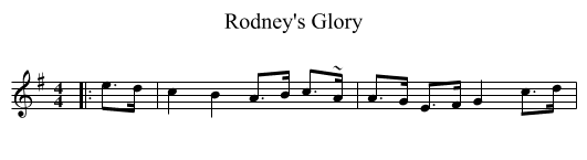 Rodney's Glory - staff notation