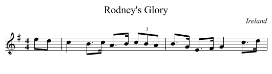Rodney's Glory - staff notation