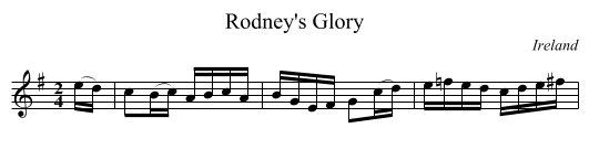 Rodney's Glory - staff notation