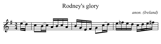 Rodney's glory - staff notation