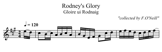 Rodney's Glory - staff notation