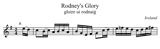 Rodney's Glory - staff notation