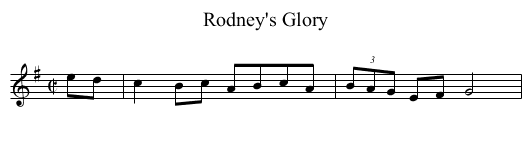 Rodney's Glory - staff notation