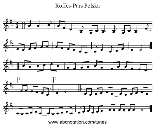 Roffes-Pärs Polska - staff notation