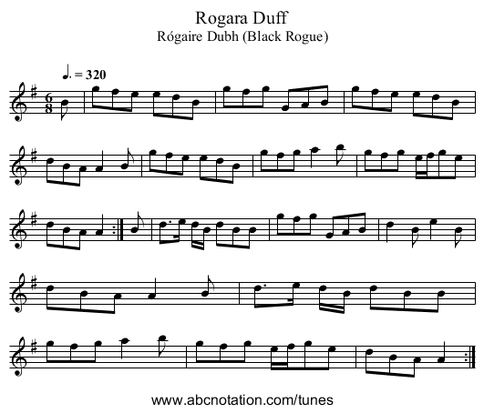 Rogara Duff - staff notation