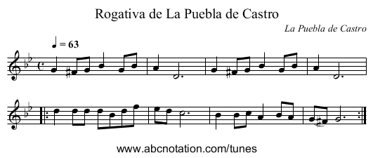Rogativa de La Puebla de Castro - staff notation