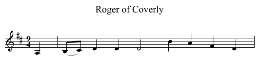 Roger of Coverly - staff notation