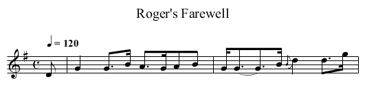 Roger's Farewell - staff notation