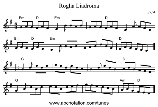 Rogha Liadroma - staff notation