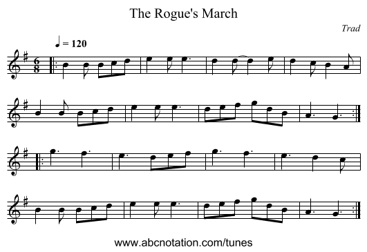 Rogue's March, The - staff notation