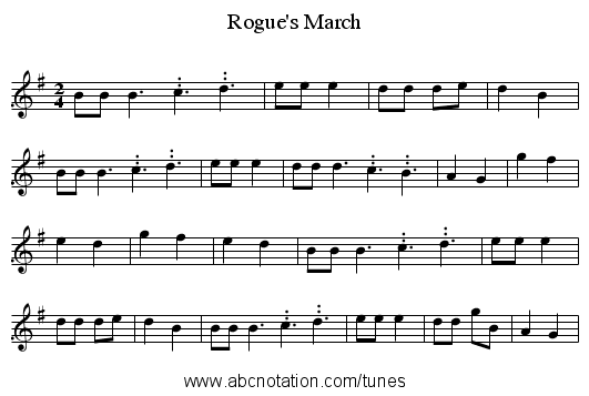 Rogue's March - staff notation