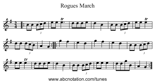 Rogues March - staff notation