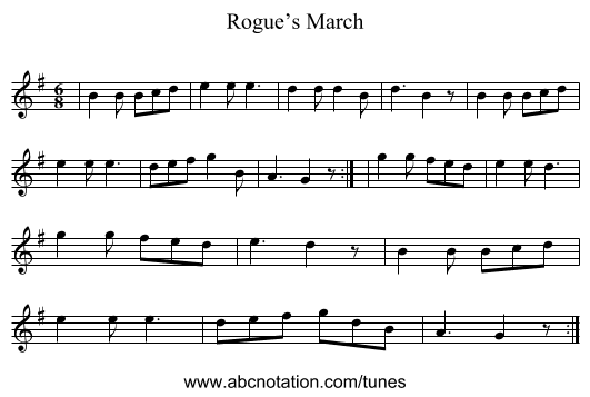 Rogue’s March - staff notation