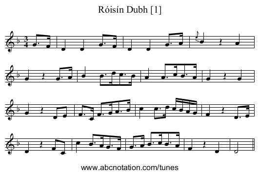 Róisín Dubh [1] - staff notation