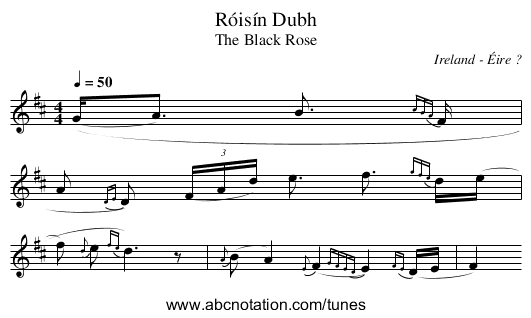 Róisín Dubh - staff notation