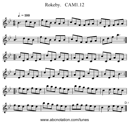 Rokeby.   CAM1.12 - staff notation