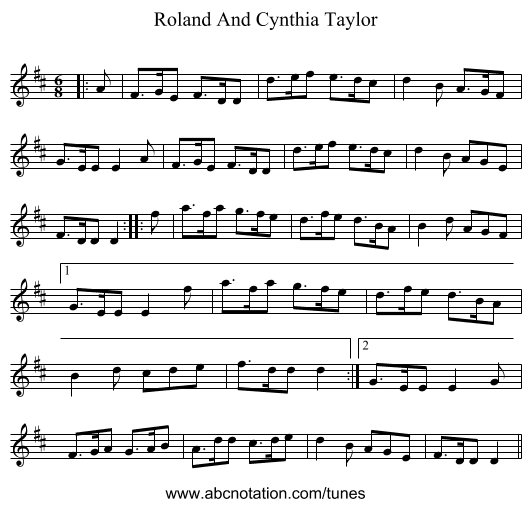 Roland And Cynthia Taylor - staff notation