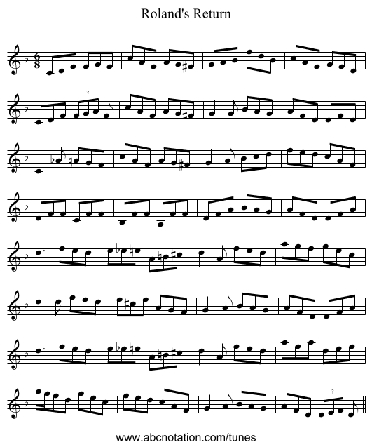 Roland's Return - staff notation