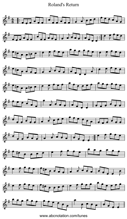 Roland's Return - staff notation