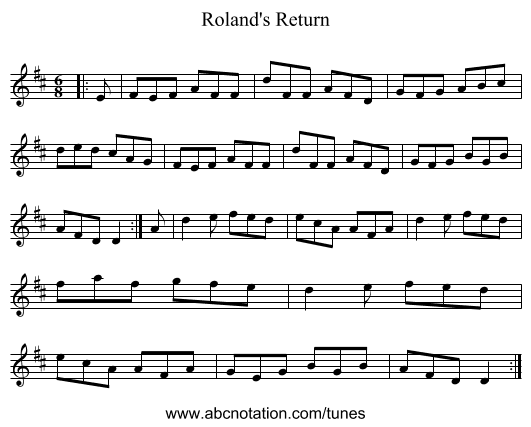 Roland's Return - staff notation