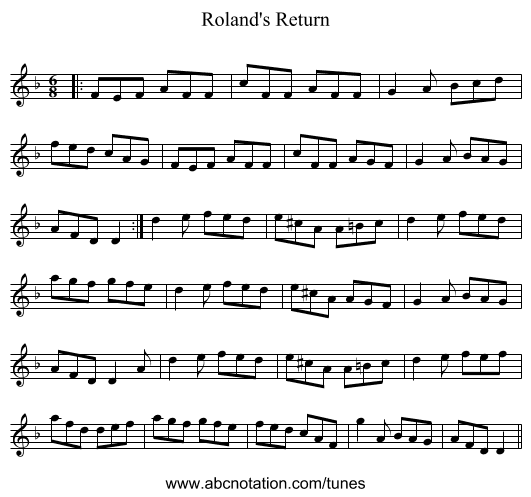 Roland's Return - staff notation