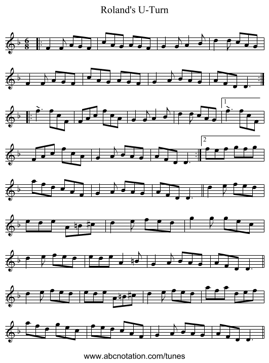 Roland's U-Turn - staff notation