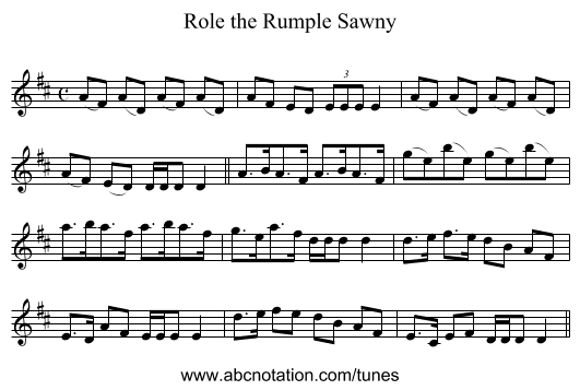 Role the Rumple Sawny - staff notation