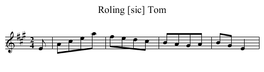 Roling [sic] Tom - staff notation