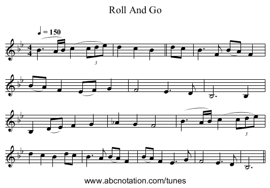 Roll And Go - staff notation
