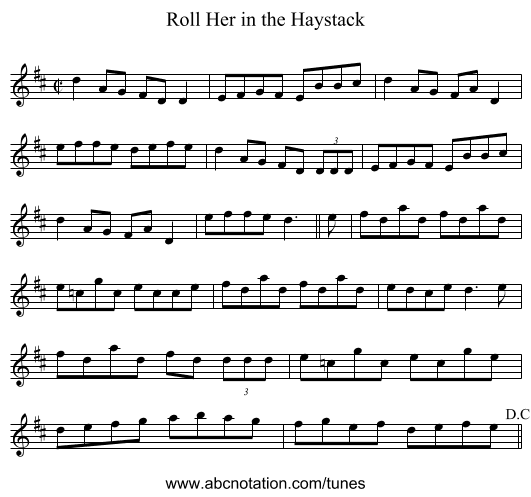 Roll Her in the Haystack - staff notation