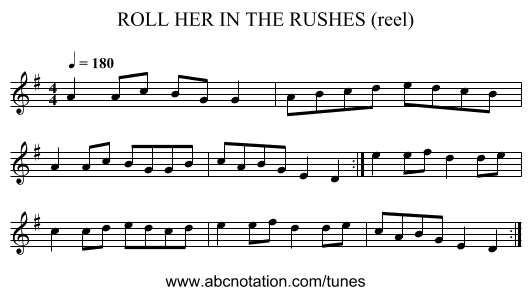 ROLL HER IN THE RUSHES (reel) - staff notation