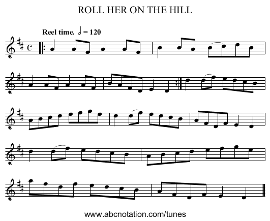 ROLL HER ON THE HILL - staff notation