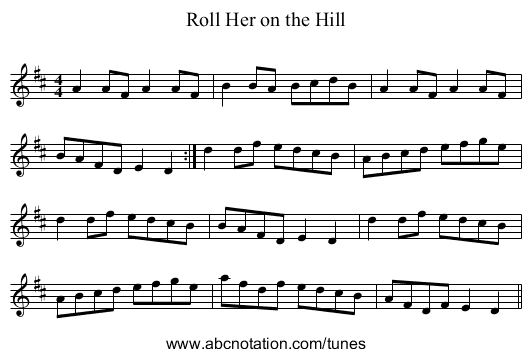 Roll Her on the Hill - staff notation