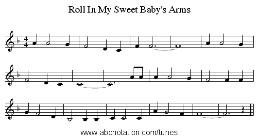 Roll In My Sweet Baby's Arms - staff notation