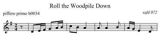 Roll the Woodpile Down - staff notation
