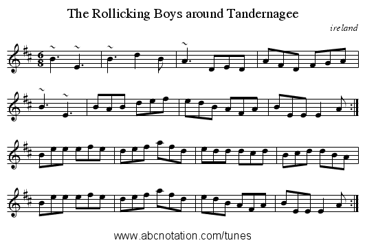 Rollicking Boys around Tandernagee, The - staff notation