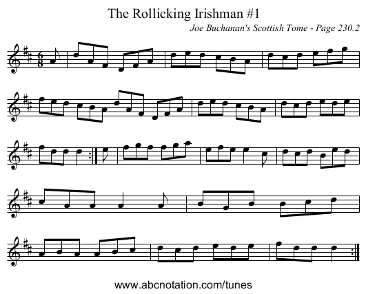 Rollicking Irishman #1, The - staff notation