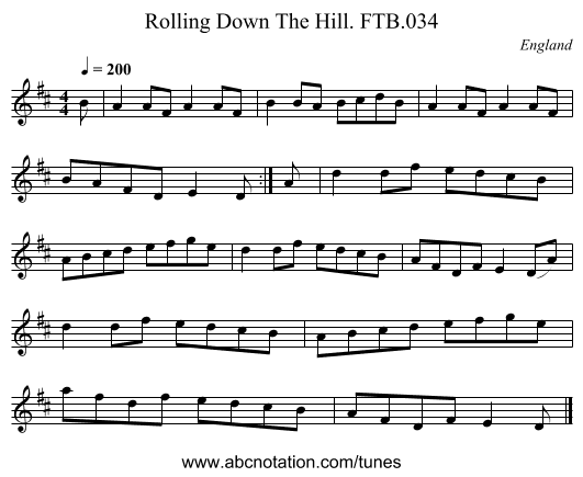 Rolling Down The Hill. FTB.034 - staff notation