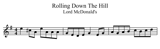 Rolling Down The Hill - staff notation