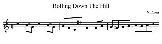 Rolling Down The Hill - staff notation