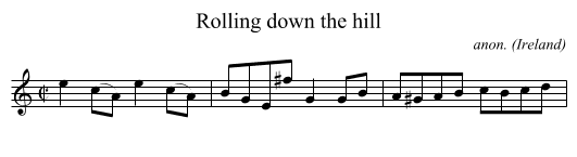 Rolling down the hill - staff notation