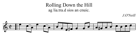 Rolling Down the Hill - staff notation