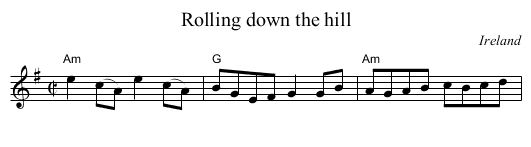 Rolling down the hill - staff notation