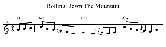 Rolling Down The Mountain - staff notation