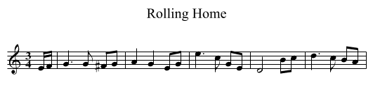 Rolling Home - staff notation