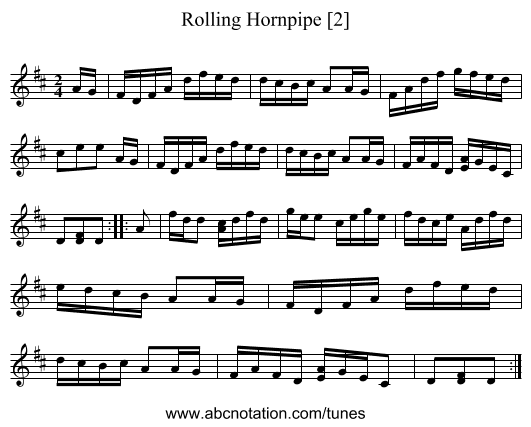 Rolling Hornpipe [2] - staff notation