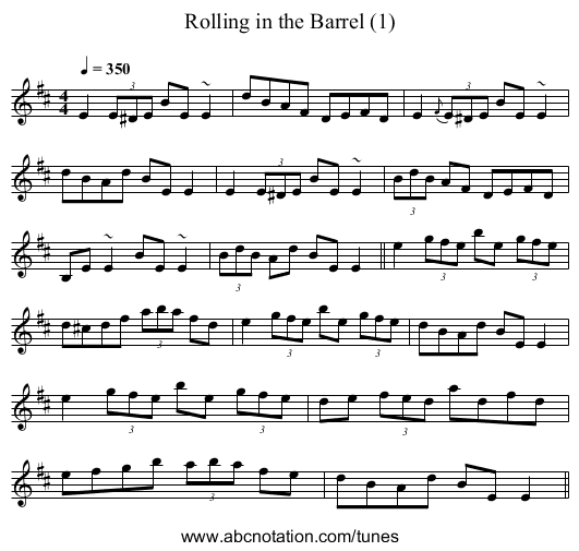 Rolling in the Barrel (1) - staff notation