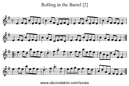 Rolling in the Barrel [2] - staff notation