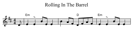 Rolling In The Barrel - staff notation